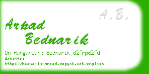 arpad bednarik business card